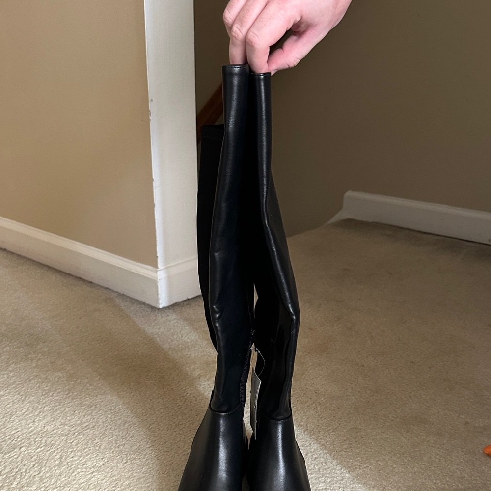 a new day Black Over-the-Knee Stretch Leather Boots - Picture 2 of 6